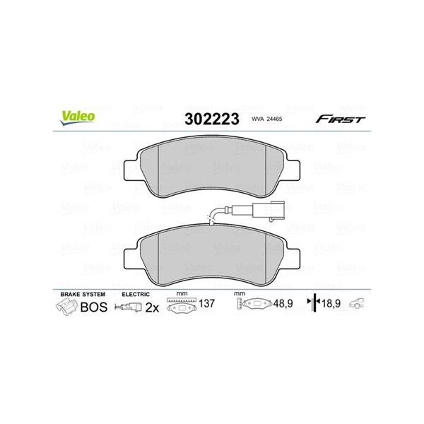 Bromsbeläggsats, Bakaxel Valeo 302223 VALEO