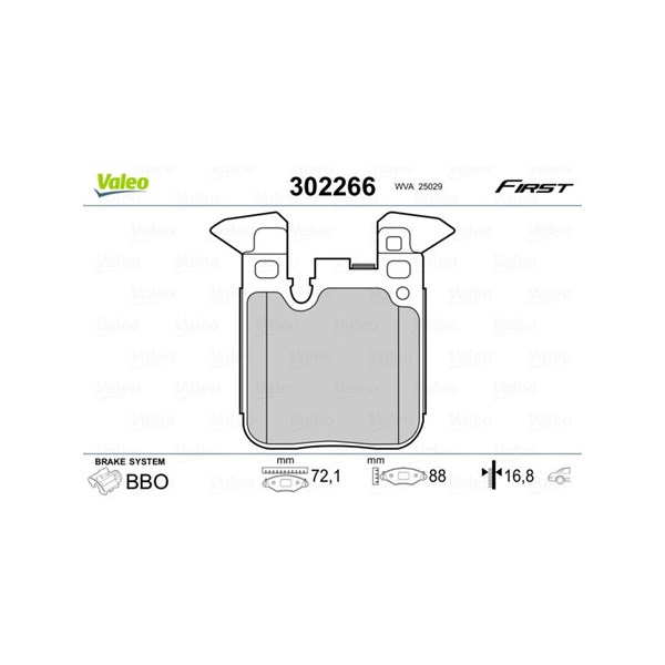 Bromsbeläggsats, Bakaxel Valeo 302266 VALEO