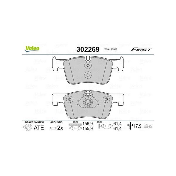 Bromsbeläggsats, Framaxel Valeo 302269 VALEO
