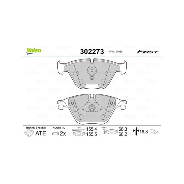 Bromsbeläggsats, Framaxel Valeo 302273 VALEO