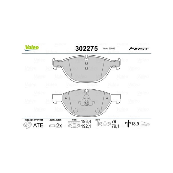 Bromsbeläggsats, Framaxel Valeo 302275 VALEO