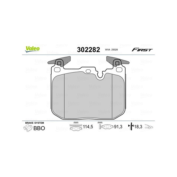 Bromsbeläggsats, Framaxel Valeo 302282 VALEO