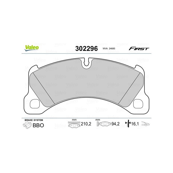 Bromsbeläggsats, Framaxel Valeo 302296 VALEO