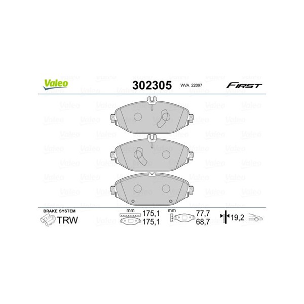 Bromsbeläggsats, Framaxel, Bakaxel Valeo 302305 VALEO