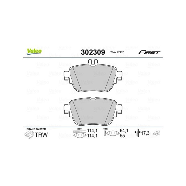 Bromsbeläggsats, Bakaxel, Framaxel Valeo 302309 VALEO