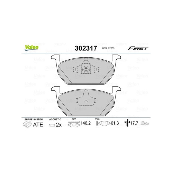 Bromsbeläggsats, Framaxel Valeo 302317 VALEO