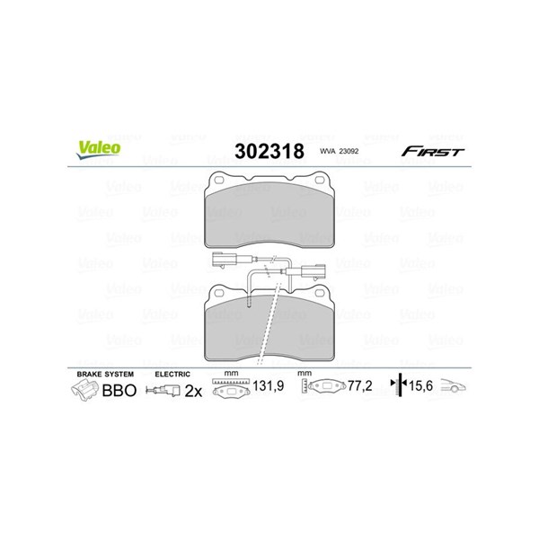 Bromsbeläggsats, Framaxel Valeo 302318 VALEO