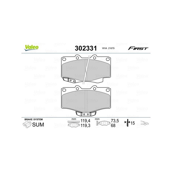 Bromsbeläggsats, Framaxel Valeo 302331 VALEO