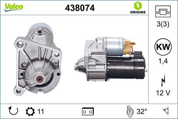 Startmotor 12V Valeo 438074 VALEO