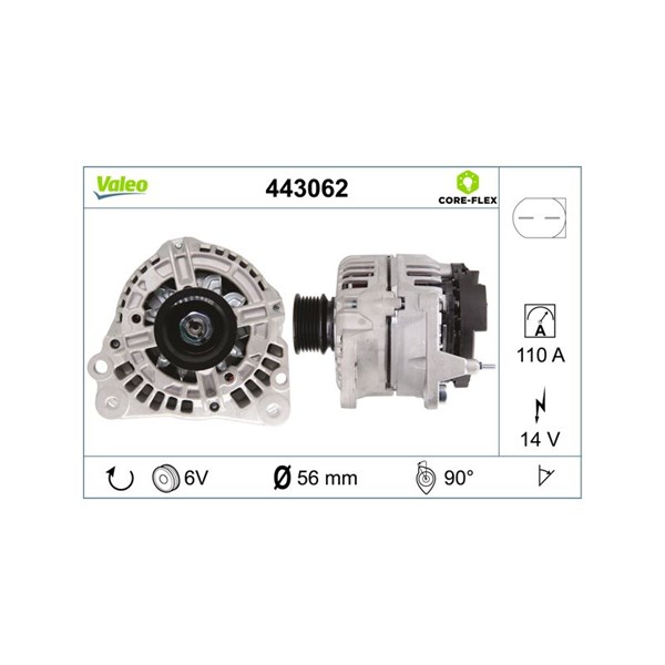Generator 14V 110A Valeo Valeo core-flex 443062 VALEO Generator 14V 110A Valeo Valeo core-flex 443062 VALEO