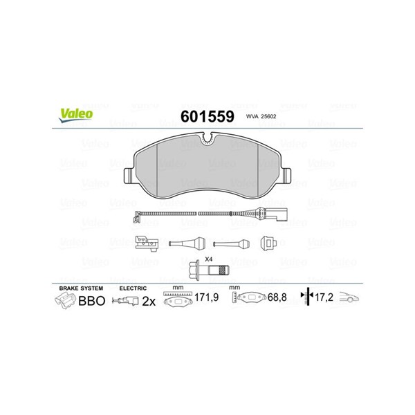 Bromsbeläggsats, Framaxel Valeo 601559 VALEO