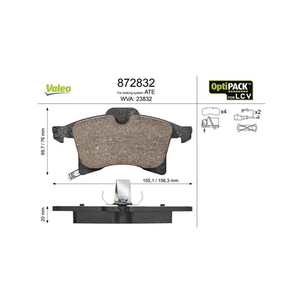 Bromsbeläggsats, Framaxel Valeo Optipack for lcv 872832 VALEO