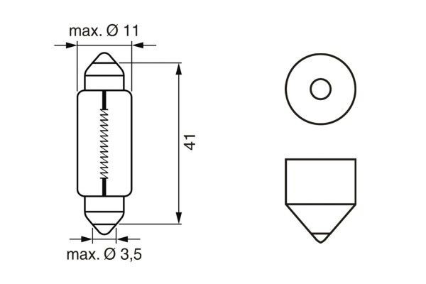 Glödlampa, innerbelysning BOSCH Pure Light BL 10W SV8,5-8, Fram,  BOSCH