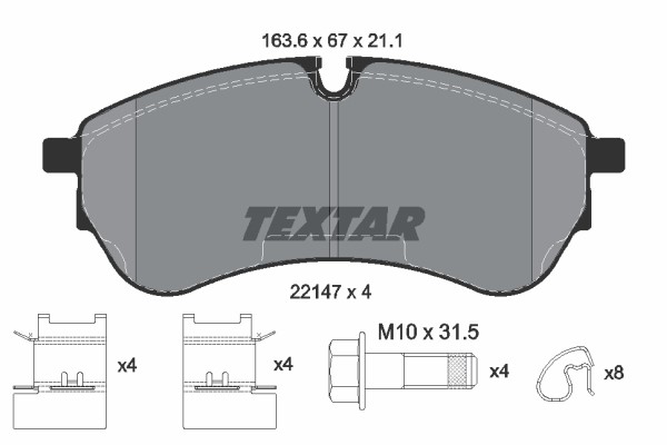 Bromsbeläggsats, Framaxel, Bakaxel Textar Q+ 2214701 TEXTAR
