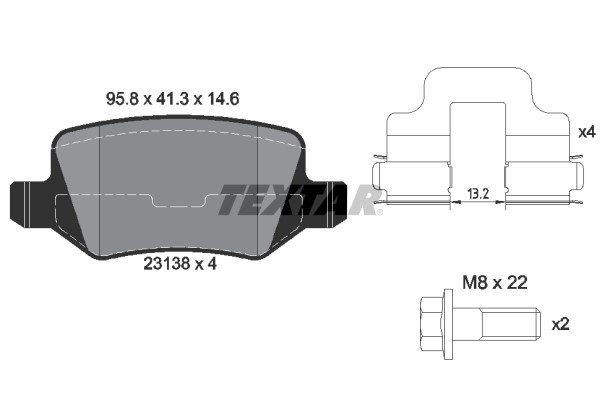 Bromsbeläggsats, Bakaxel Textar Q+ 2313803 TEXTAR