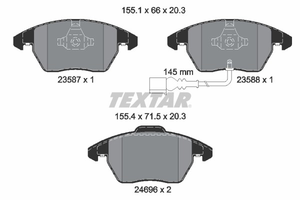 Bromsbeläggsats, Framaxel Textar Q+ 2469602 TEXTAR