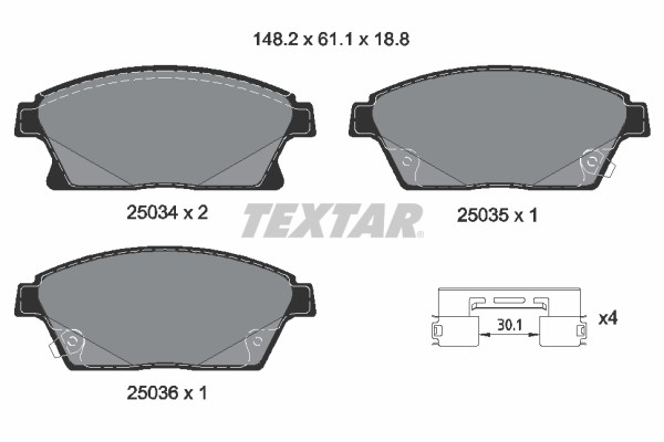 Bromsbeläggsats, Framaxel Textar Q+ 2503401 TEXTAR