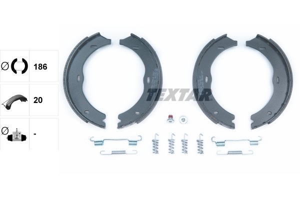 Bromsbackar, sats, parkeringsbroms, Bakaxel Textar 91061900 TEXTAR