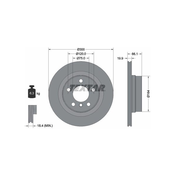Bromsskiva Ventilerad, Bakaxel Textar Pro 92257203 TEXTAR