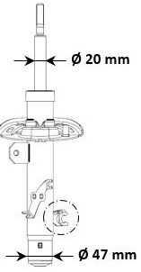 Stötdämpare Gastryck, framaxel vänster Kyb Excel-g 3348099 KYB