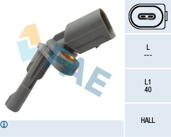 ABS-givare, Sensor, hjulvarvtal, Bakaxel höger Fae 78126 FAE