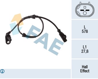 ABS-givare, Sensor, hjulvarvtal, Bakaxel höger Fae 78276 FAE