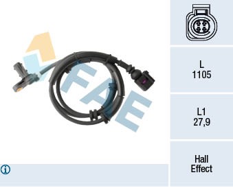 ABS-givare, Sensor, hjulvarvtal, Bakaxel Fae 78294 FAE