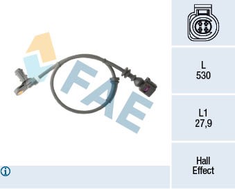 ABS-givare, Sensor, hjulvarvtal, Framaxel Fae 78295 FAE