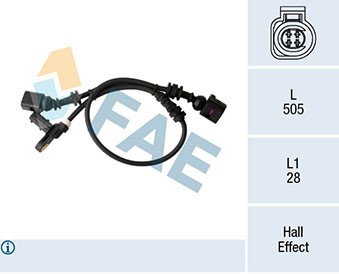 ABS-givare, Sensor, hjulvarvtal, Framaxel Fae 78296 FAE