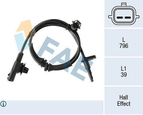 ABS-givare, Sensor, hjulvarvtal, Framaxel Fae 78312 FAE