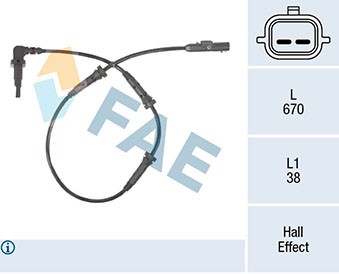 ABS-givare, Sensor, hjulvarvtal, Framaxel Fae 78314 FAE