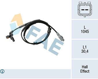 ABS-givare, Sensor, hjulvarvtal, Framaxel Fae 78326 FAE