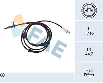 ABS-givare, Sensor, hjulvarvtal, Bakaxel höger Fae 78364 FAE