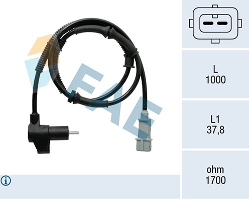 ABS-givare, Sensor, hjulvarvtal, Bakaxel Fae 78369 FAE