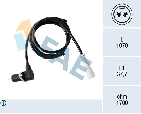 ABS-givare, Sensor, hjulvarvtal, Bakaxel höger Fae 78388 FAE