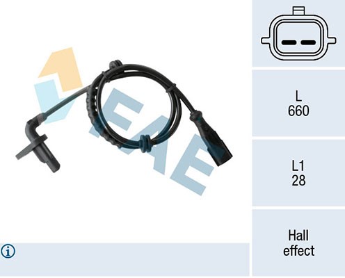 ABS-givare, Sensor, hjulvarvtal, Bakaxel höger Fae 78410 FAE