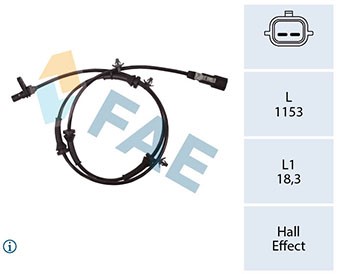 ABS-givare, Sensor, hjulvarvtal, Bakaxel Fae 78435 FAE