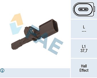 ABS-givare, Sensor, hjulvarvtal, Bakaxel Fae 78451 FAE