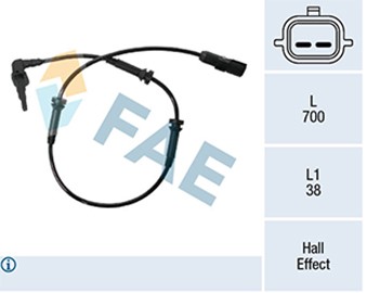ABS-givare, Sensor, hjulvarvtal, Framaxel Fae 78503 FAE