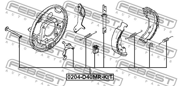 Tillbehörssats, bromsbackar, parkeringsbroms Febest 0204-D40MR-KI FEBEST