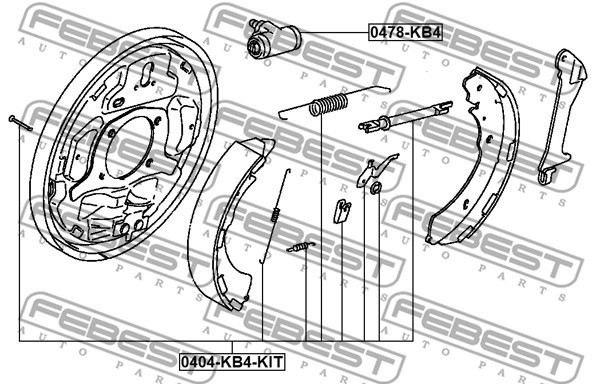 Tillbehörssats, bromsbackar, parkeringsbroms Febest 0404-KB4-KIT FEBEST