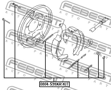 Tillbehörssats, bromsbackar, parkeringsbroms Febest 0804-S10XR-KI FEBEST