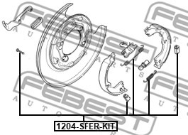 Tillbehörssats, bromsbackar, parkeringsbroms Febest 1204-SFER-KIT FEBEST