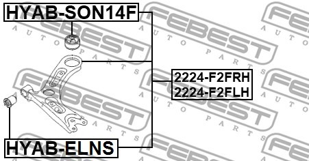Länkarm, Nedre framaxel, Vänster Febest 2224-F2FLH FEBEST Länkarm, Nedre framaxel, Vänster Febest 2224-F2FLH FEBEST