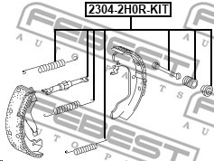 Tillbehörssats, bromsbackar, parkeringsbroms Febest 2304-2H0R-KIT FEBEST