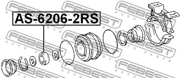 Mellanlager, kardanaxel Febest AS-6206-2RS FEBEST