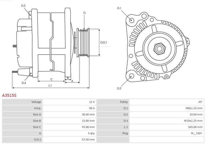 Generator 12V 90A As-pl Brand new | as-pl | alternators A3515S AS-PL