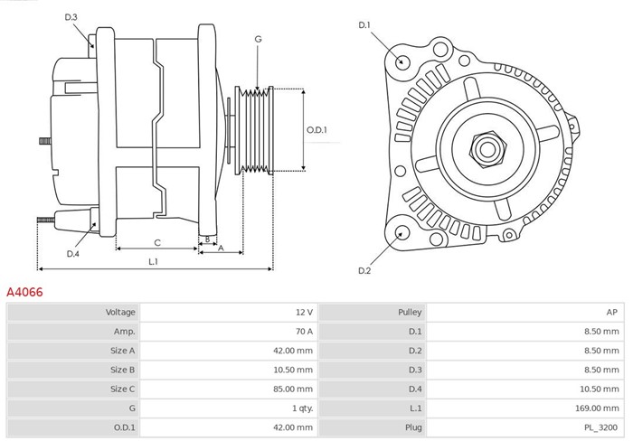 Generator 12V 70A As-pl Brand new | as-pl | alternators A4066 AS-PL Generator 12V 70A As-pl Brand new | as-pl | alternators A4066 AS-PL