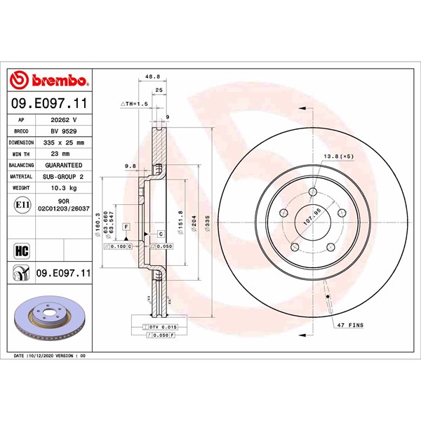 Bromsskiva Ventilerad, Framaxel Brembo 09.E097.11 BREMBO Bromsskiva Ventilerad, Framaxel Brembo 09.E097.11 BREMBO