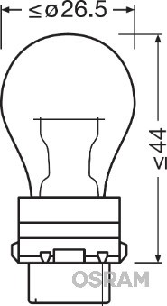 Glödlampa OSRAM ORIGINAL PY27/7W W2,5x16q, Fram, Bak OSRAM
